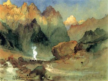 Thomas Moran Painting - In the Lava Beds Rocky Mountains School Thomas Moran